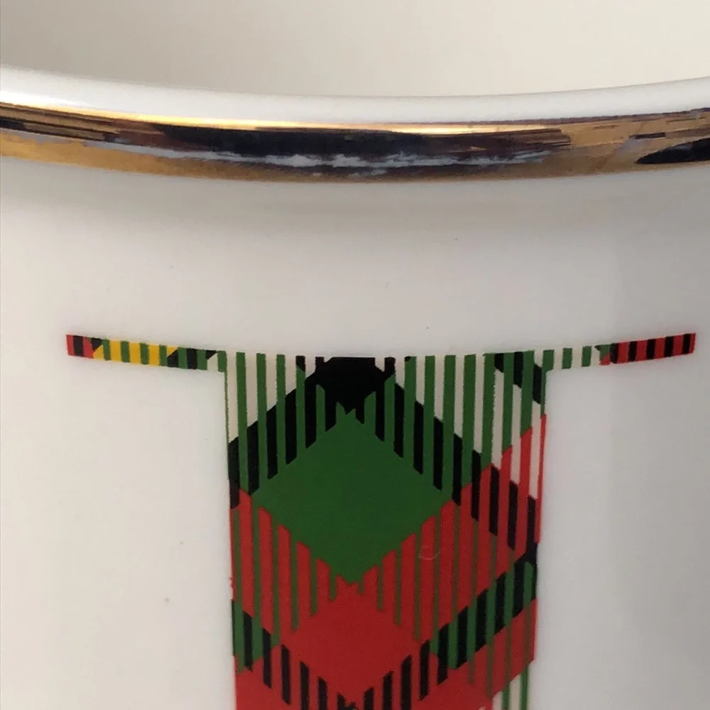 Pottery Barn Plaid Initial H Mug